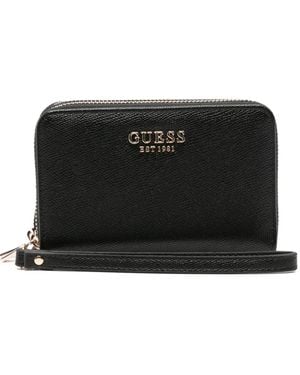 Guess Logo-Plaque Zip Wallet - Black