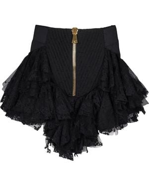 Balmain Zip-Up Asymmetric Skirt - Black