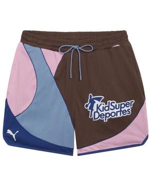 PUMA X Kidsuper Studios Logo-Print Track Shorts - Blue