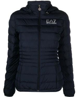 EA7 Logo-Print Padded Jacket - Blue