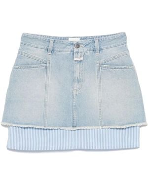 Closed Layered Mini Skirt - Blue