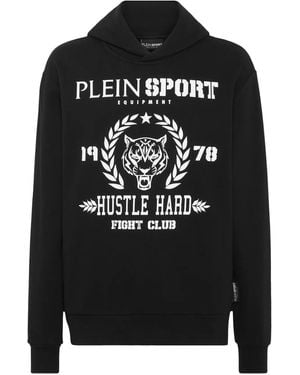 Philipp Plein Logo-Print Cotton-Blend Hoodie - Black