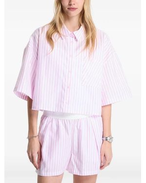 Nike Camisa Corta Chill Poplin A Rayas - Blanco