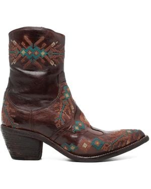 Fauzian Jeunesse Bottes En Cuir À Broderies - Brown