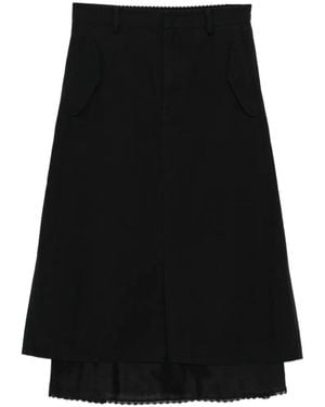 JNBY Lace-Trim Midi Skirt - Black