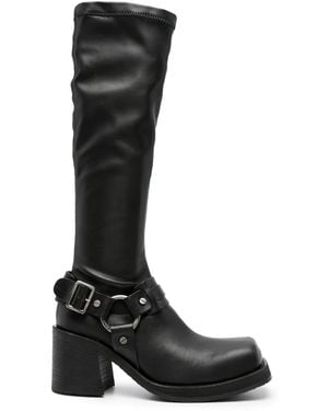 Acne Studios 80Mm Square-Toe Leather Boots - Black