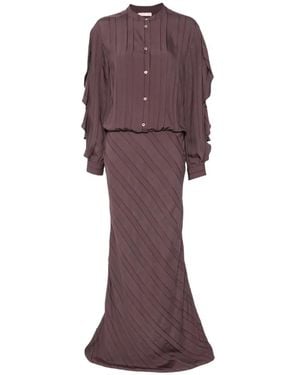 Kristina Ti Ruffled Striped Maxi Dress - Purple