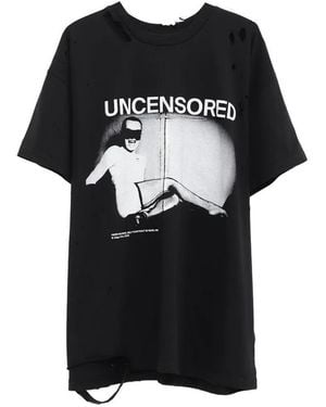 MATIERES FECALES Distressed Graphic-Print T-Shirt - Black