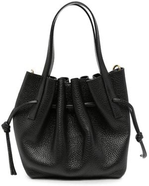 Yuzefi Mini Scallop Pebbled-Leather Tote Bag - Black