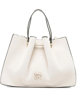 ERMANNO FIRENZE Grand Sac Cabas À Plaque Logo - White