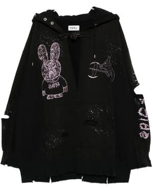 Kidill Distressed Graphic-Print Hoodie - Black