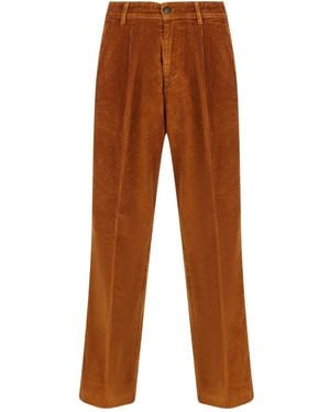 Fay Corduroy Straight-Fleg Trousers - Brown