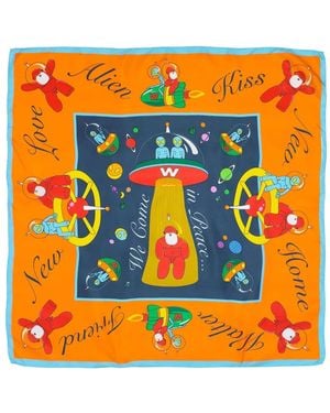 Walter Van Beirendonck Seidenschal Mit Alien-Motiv - Orange