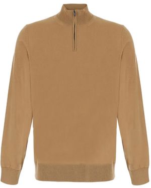 BOSS Pull En Laine À Col Zippé - Neutre