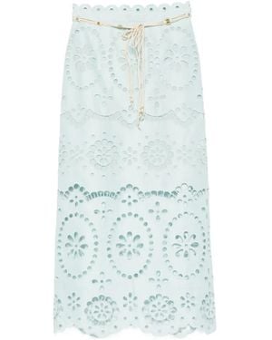 Zimmermann Awaken Embroidered Midi Skirt - Blue