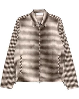 Moncler Gingham Crinkle Shirt Jacket - Brown