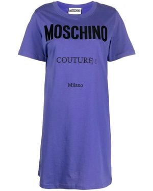 Moschino Logo-Print T-Shirt Dress - Blue