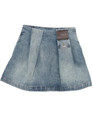 Loewe Pleated Denim Skirt - Blue