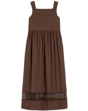 Weekend by Maxmara Lace-Insert Gathered Maxi Dress - Brown