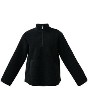 Sweaty Betty Plüschiger Fleecepullover Mit Reißverschluss - Schwarz