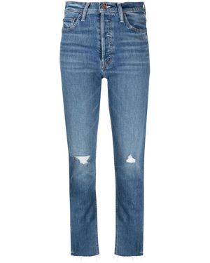 Mother Jeans Crop Tomcat Con Effetto Schiarito - Blu