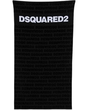DSquared² Logo-Patern Beach Towel - Black