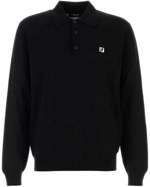 Fendi Virgin Wool Polo Shirt - Black
