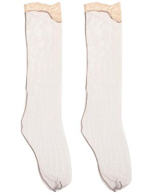 Valentino Garavani Mesh-Socken Mit Spitzenbesatz - Weiß