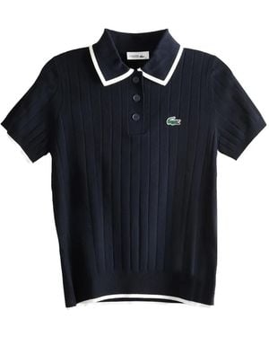 Lacoste Ribbed-Knit Polo Shirt - Black