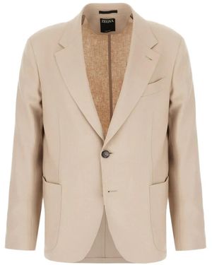 ZEGNA Single-breasted Blazer - Natural
