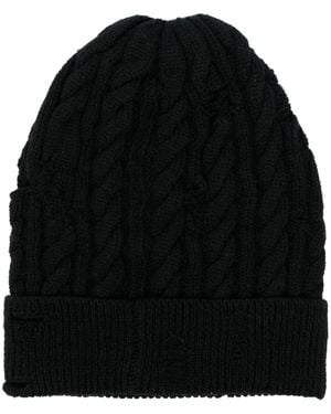 Roberto Cavalli Distressed-Effect Beanie - Black