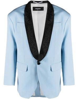 DSquared² Crystal-Embellished Single-Breasted Blazer - Blue