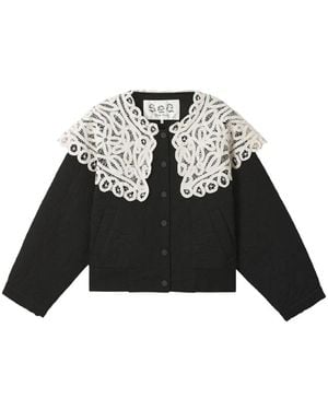 Sea Adelina Lace-Collar Jacket - Black