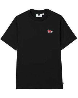 Chocoolate Heart-Appliqué T-Shirt - Black