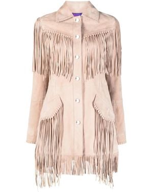 Philipp Plein Oversized Fringed Suede Shirt Jacket - Pink