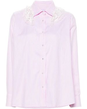 Loulou Lace-Detail Striped Shirt - Pink