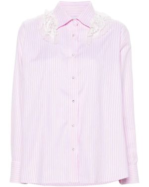 Loulou Lace-Detail Striped Shirt - Pink