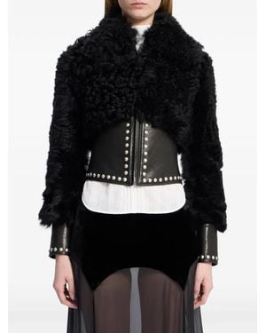 Ann Demeulemeester Stud-Embellished Shearling Jacket - Black