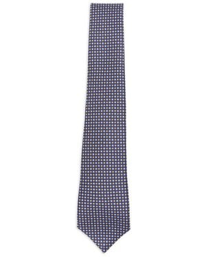 Kiton Geometric-Print Silk Tie - White