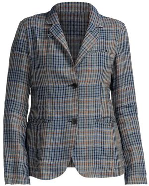 Hannes Roether Plaid-Check Single-Breasted Blazer - Grey