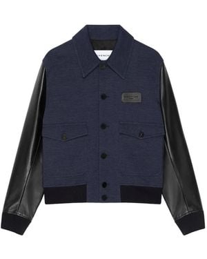 Givenchy Leather-Sleeve Panelled Jacket - Blue