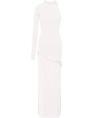 MANURI Candy One-Sleeve Braided-Detail Maxi Dress - White
