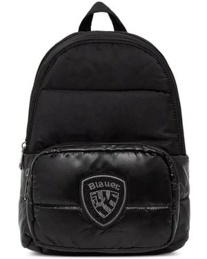 Blauer Padded Logo-Patch Backpack - Black