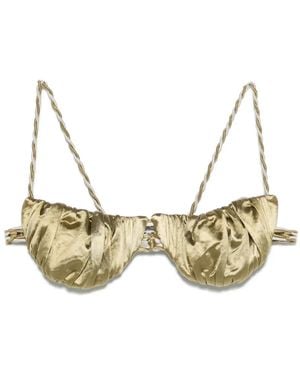 Isa Boulder Tiny Twist Bikini Top - Metallic