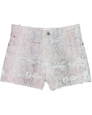 Haikure Brit Snake Denim Shorts - White