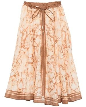 Zimmermann Indra Midi-Rok Met Tie-Dye Print - Naturel
