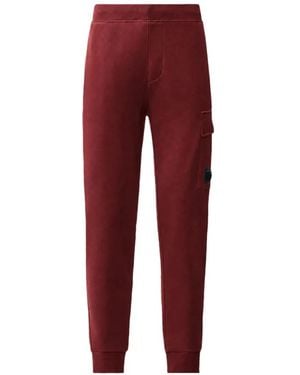 C.P. Company Diagonal Raised Fleece Lens Joggers - Red