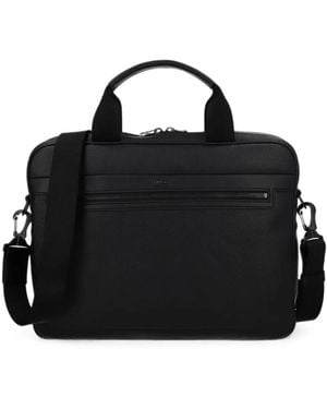 HUGO Faux-Leather Briefcase With Logo-Lettering And Removable-Handle - Black