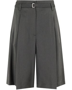 Tela Buckle Pinstriped Shorts - グレー