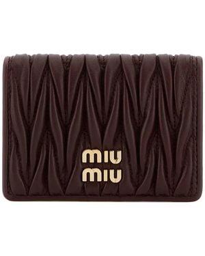 Miu Miu Tarjetero de matelassé - Marrón